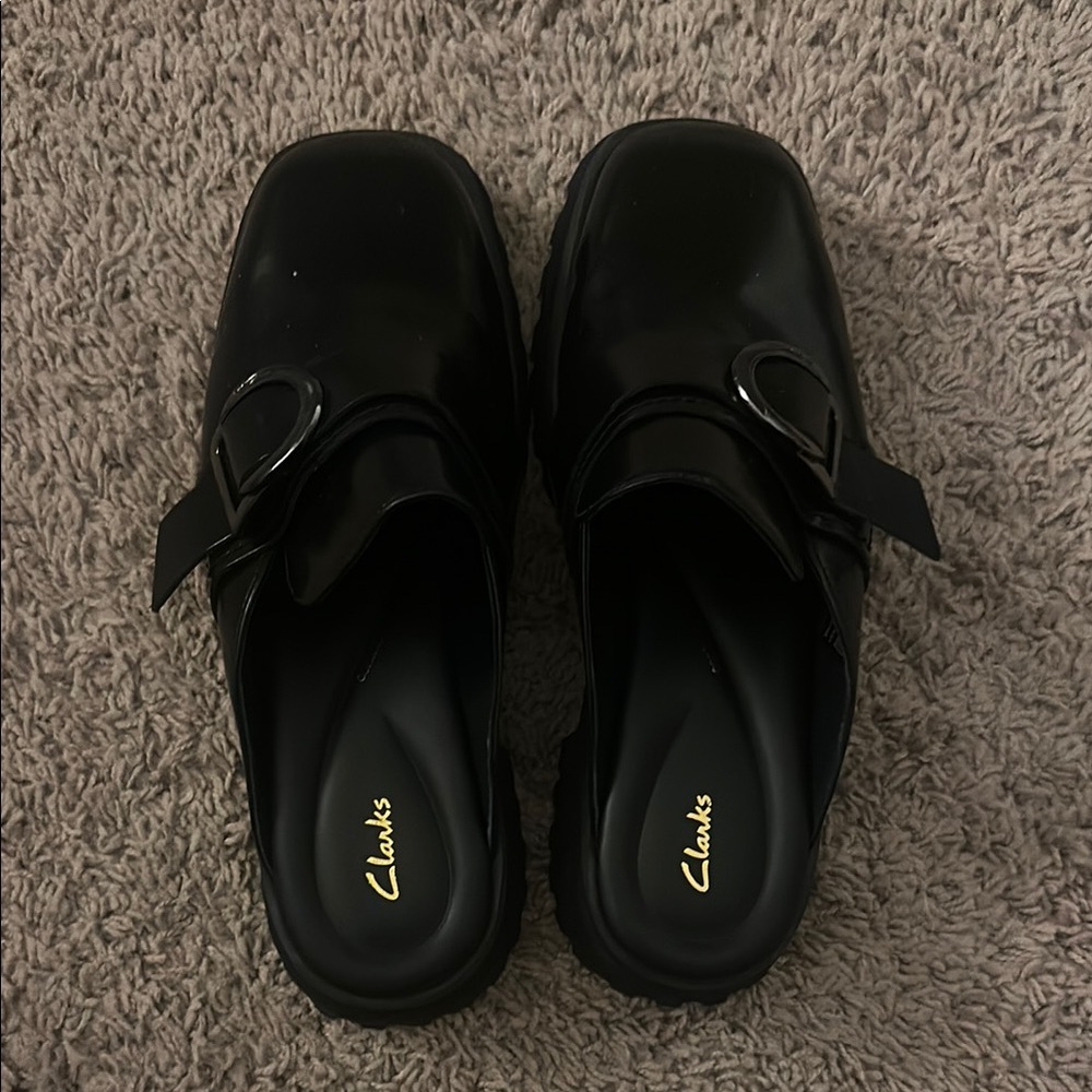 Clarks Black Slip-On Shoes